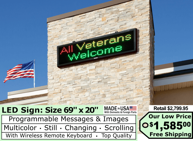 LED Sign Multicolor size 69″x20″