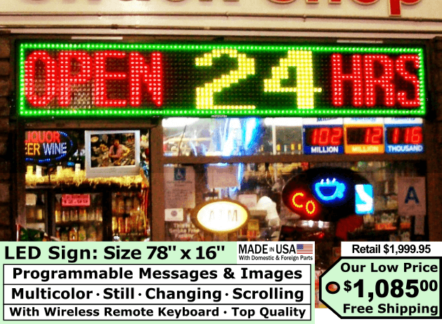LED Sign Multicolor size 78″x16″